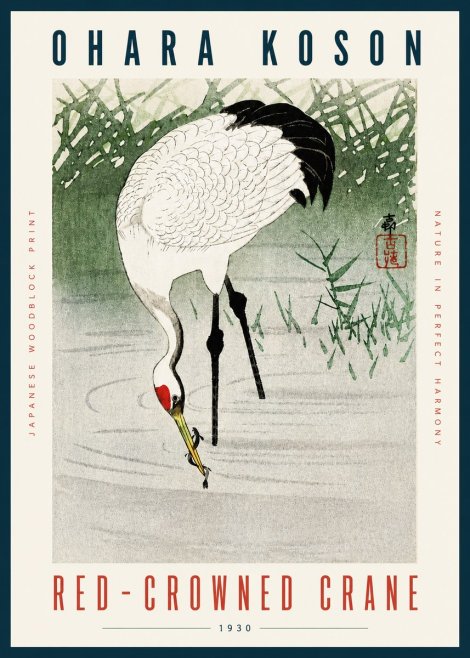 Ohara Koson Red-crowned Crane No4 - Poszter
