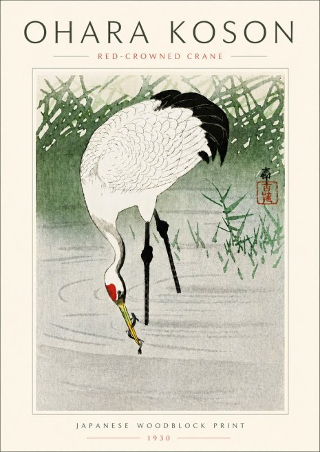 Ohara Koson Red-crowned Crane No6 - Poszter