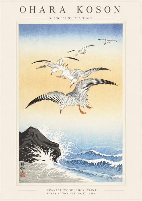 Ohara Koson Seagulls over the Sea No1 - Poszter