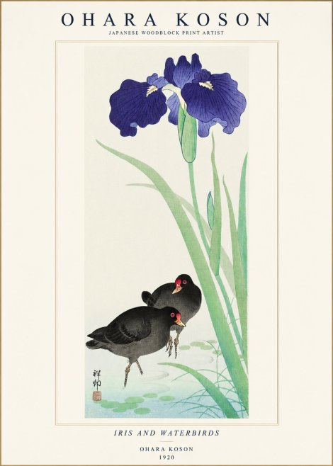 Ohara Koson Iris and Waterbirds No1 - Poszter