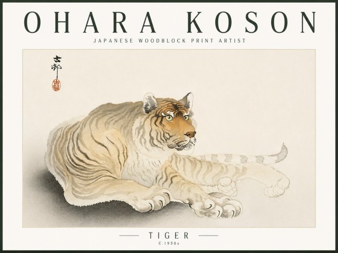 Ohara Koson Tiger No6 - Poszter
