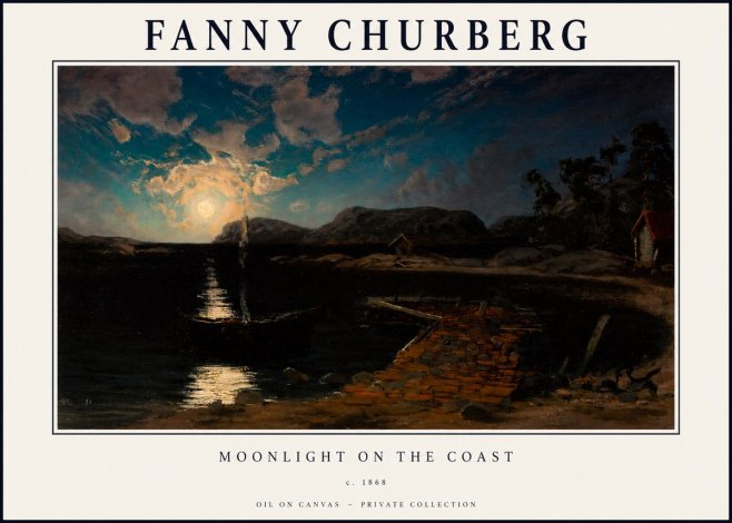 Fanny Churberg Moonlight on the Coast No1 - Poszter