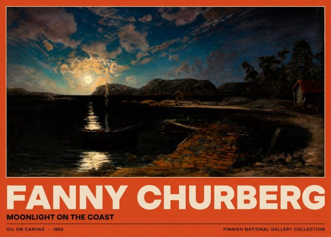 Fanny Churberg Moonlight on the Coast No2 - Poszter