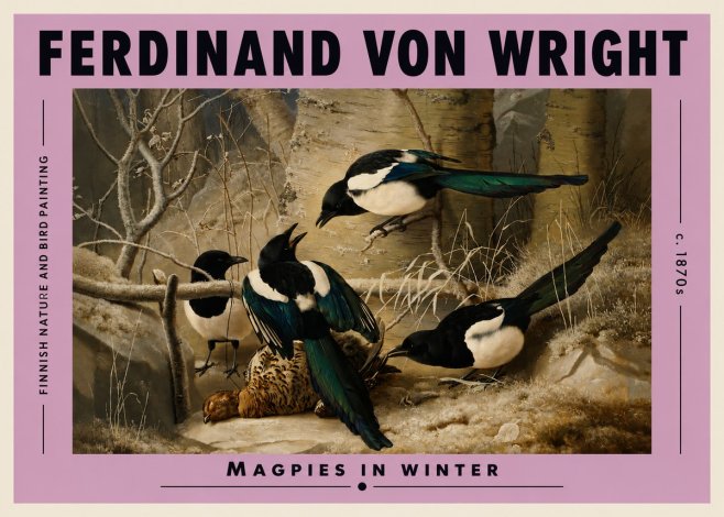 Ferdinand von Wright Magpies in Winter No3 - Poszter