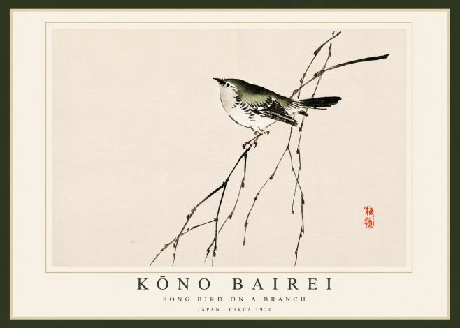 Kōno Bairei Song Bird on a Branch No4 - Poszter