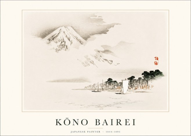 Kōno Bairei Mount Fuji with Boats No1 - Poszter