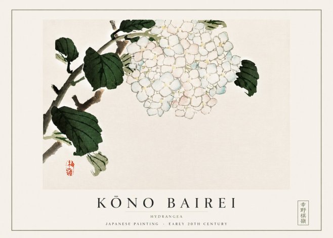 Kōno Bairei Hydrangea No3 - Poszter