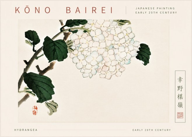 Kōno Bairei Hydrangea No6 - Poszter