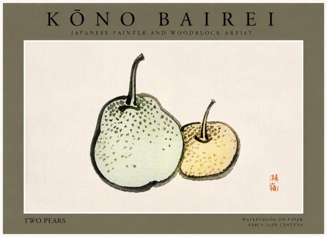 Kōno Bairei Two Pears No3 - Poszter