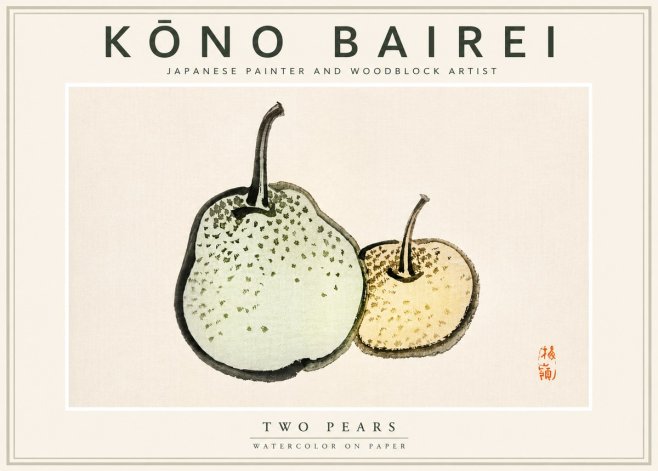 Kōno Bairei Two Pears No4 - Poszter