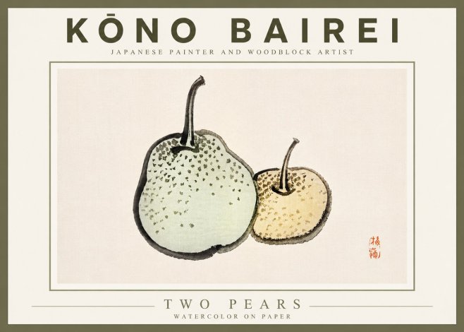 Kōno Bairei Two Pears No5 - Poszter