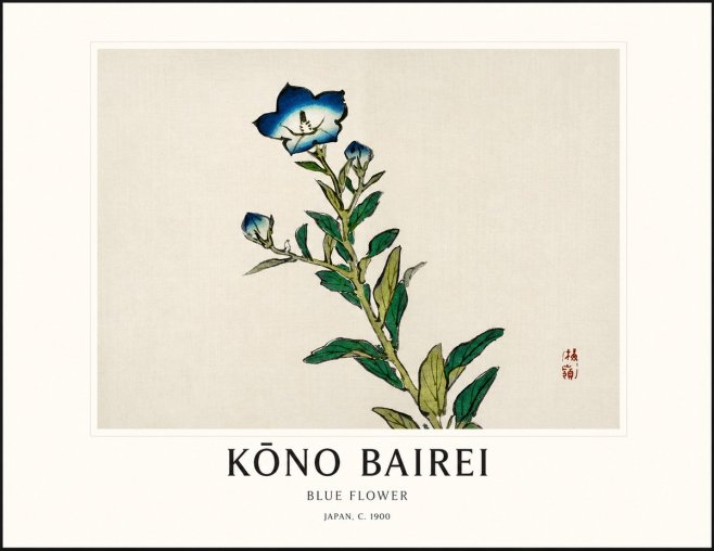 Kōno Bairei Blue Flower No1 - Poszter