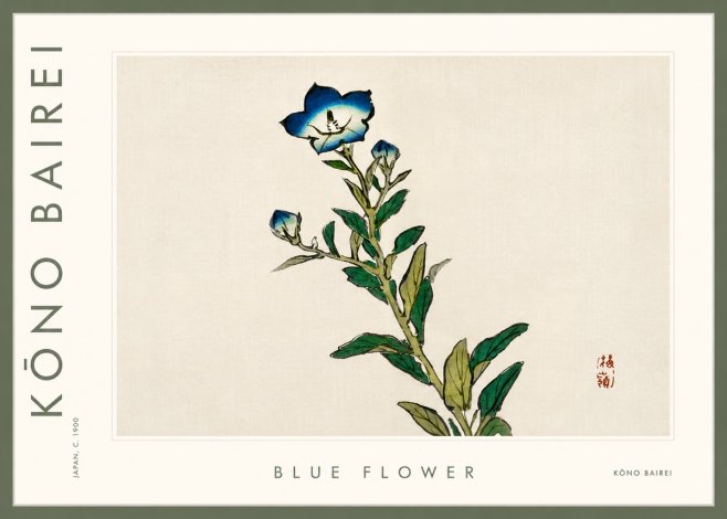 Kōno Bairei Blue Flower No3 - Poszter