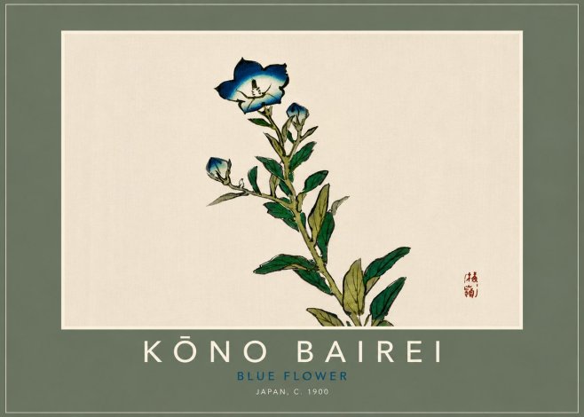 Kōno Bairei Blue Flower No5 - Poszter