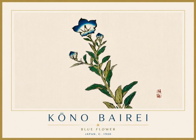 Kōno Bairei Blue Flower No6 - Poszter