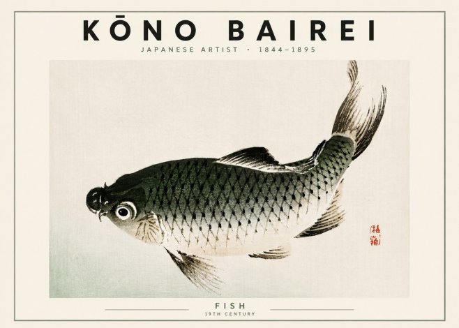 Kōno Bairei Fish I No5 - Poszter