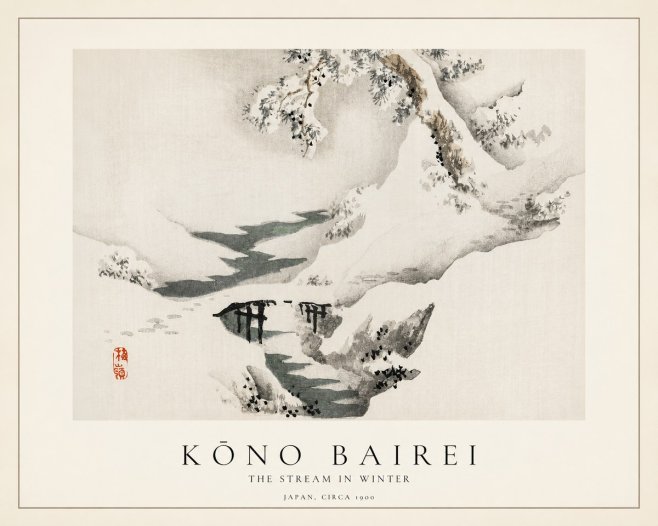 Kōno Bairei The Stream in Winter No1 - Poszter