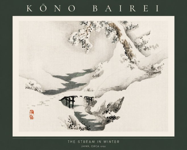 Kōno Bairei The Stream in Winter No2 - Poszter