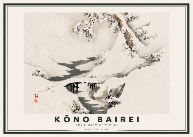 Kōno Bairei The Stream in Winter No4 - Poszter