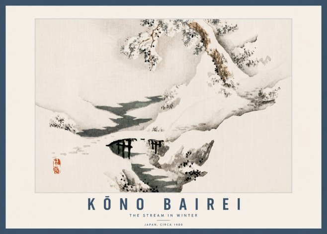 Kōno Bairei The Stream in Winter No6 - Poszter