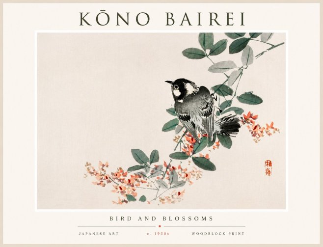 Kōno Bairei Bird and Blossoms No1 - Poszter