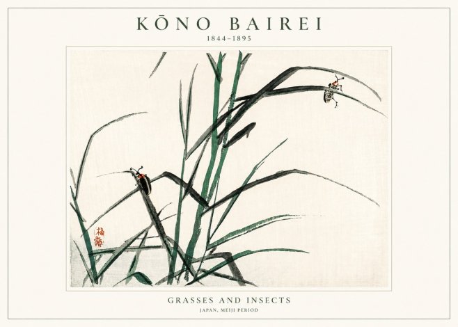 Kōno Bairei Grasses and Insects No1 - Poszter