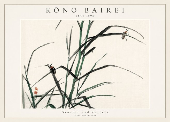 Kōno Bairei Grasses and Insects No3 - Poszter