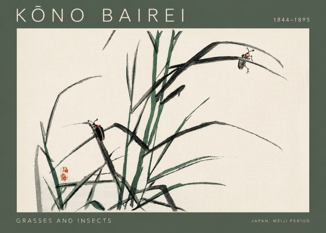 Kōno Bairei Grasses and Insects No4 - Poszter
