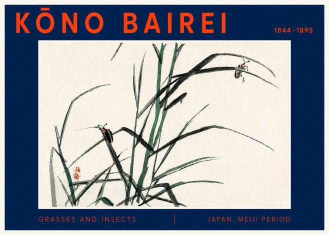 Kōno Bairei Grasses and Insects No6 - Poszter