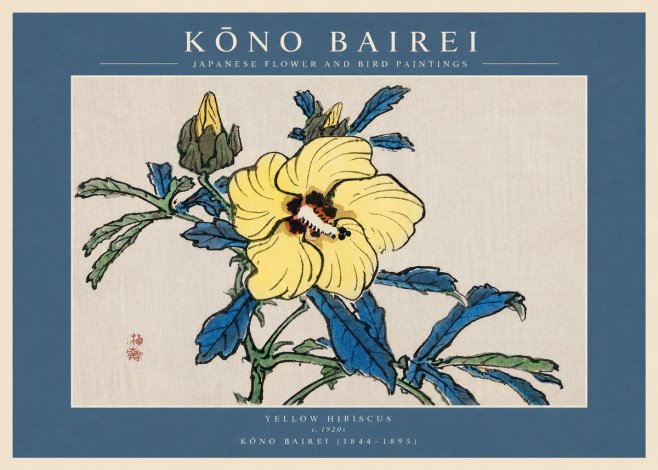 Kōno Bairei Yellow Hibiscus No3 - Poszter
