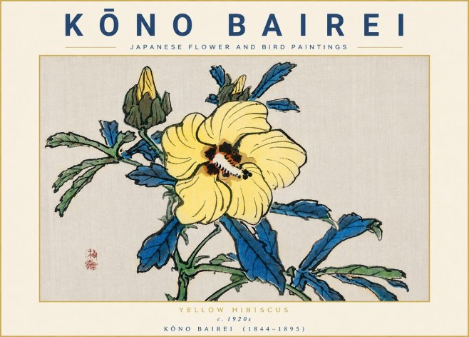 Kōno Bairei Yellow Hibiscus No6 - Poszter