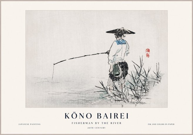 Kōno Bairei Fisherman by the River No1 - Poszter