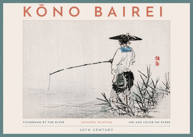 Kōno Bairei Fisherman by the River No4 - Poszter