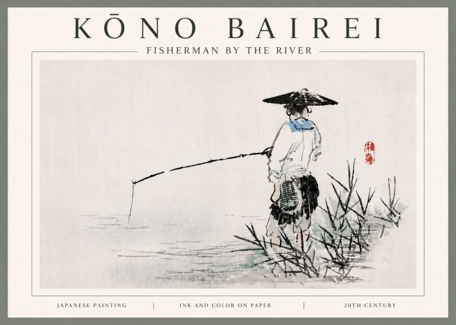 Kōno Bairei Fisherman by the River No6 - Poszter