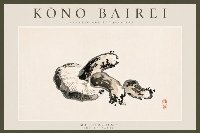 Kōno Bairei Mushrooms No3 - Poszter