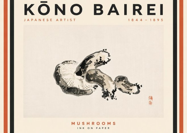 Kōno Bairei Mushrooms No4 - Poszter
