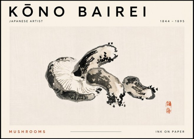 Kōno Bairei Mushrooms No5 - Poszter