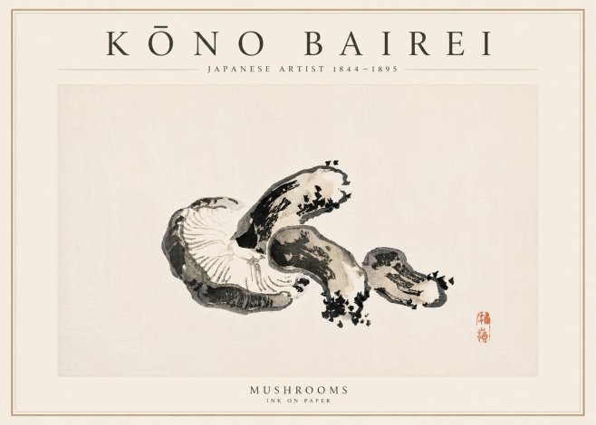 Kōno Bairei Mushrooms No6 - Poszter