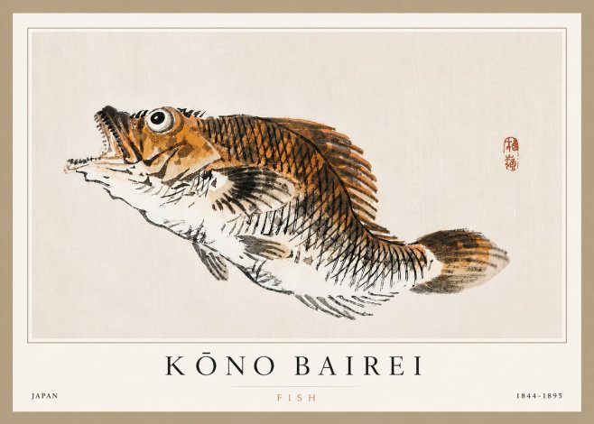 Kōno Bairei Fish II No3 - Poszter