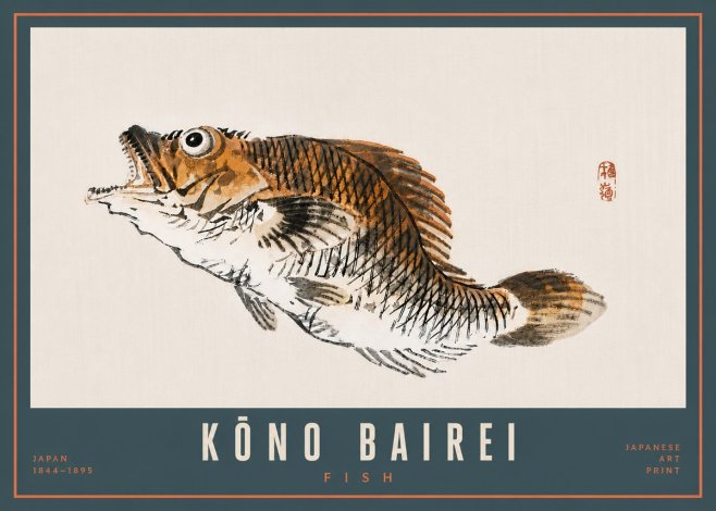 Kōno Bairei Fish II No5 - Poszter
