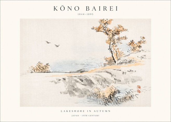 Kōno Bairei Lakeshore in Autumn No1 - Poszter