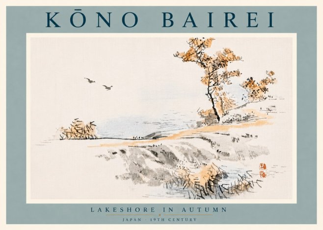 Kōno Bairei Lakeshore in Autumn No6 - Poszter