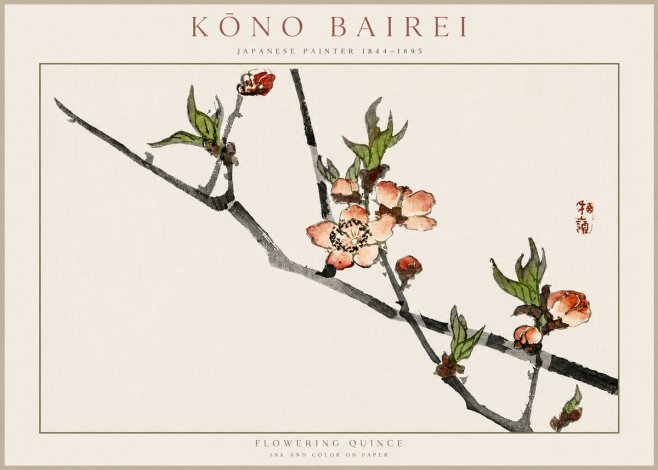 Kōno Bairei Flowering Quince No2 - Poszter