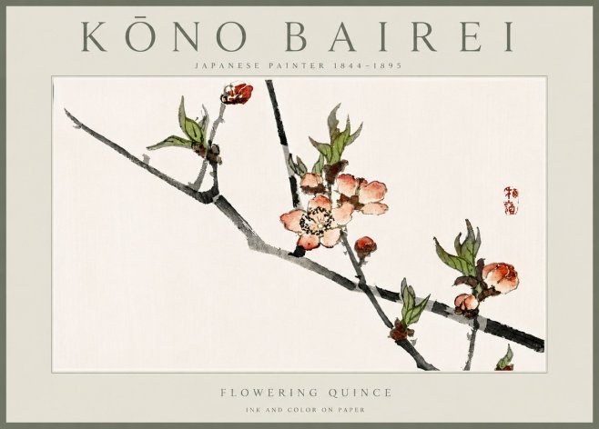 Kōno Bairei Flowering Quince No6 - Poszter