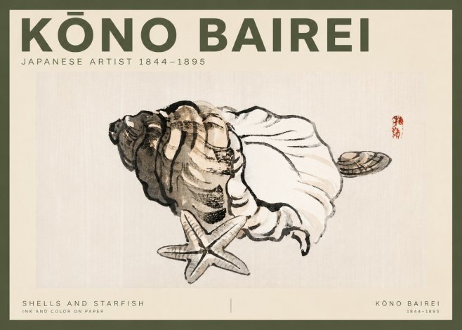 Kōno Bairei Shells and Starfish No2 - Poszter