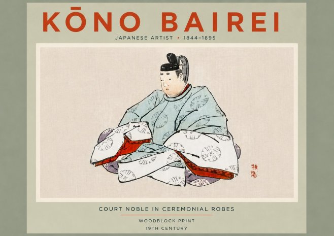 Kōno Bairei Court Noble in Ceremonial Robes No5 - Poszter