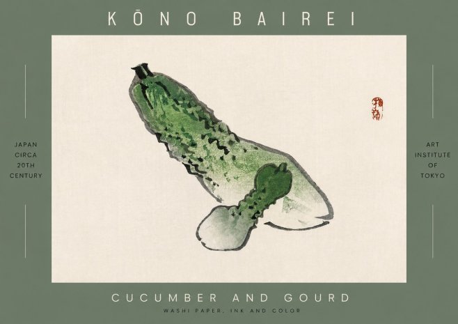 Kōno Bairei Cucumber and Gourd No2 - Poszter