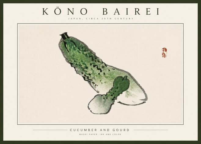 Kōno Bairei Cucumber and Gourd No4 - Poszter