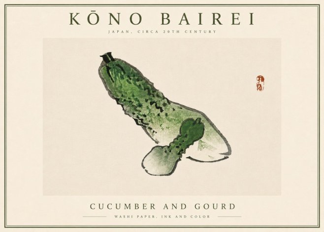 Kōno Bairei Cucumber and Gourd No6 - Poszter