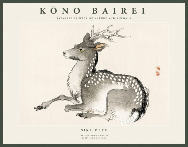 Kōno Bairei Sika Deer No1 - Poszter